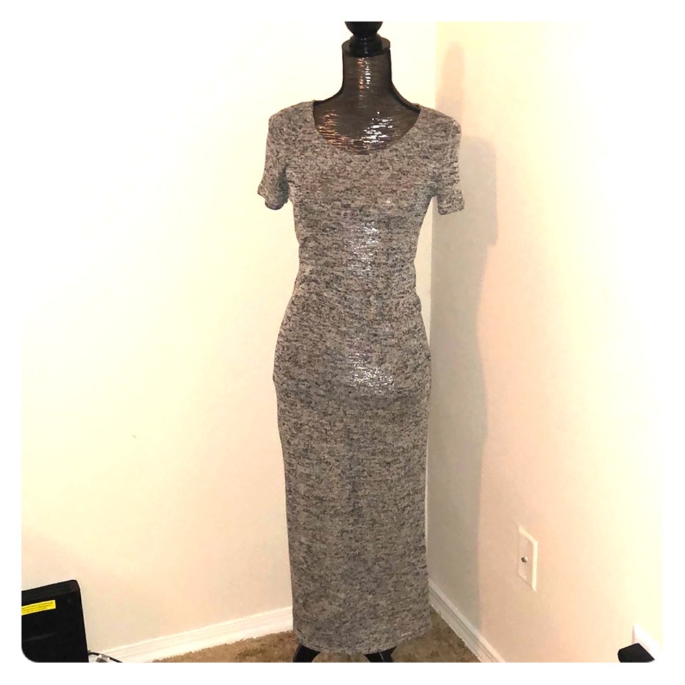 H&M Divided Heather Gray Knit Open Back Dress